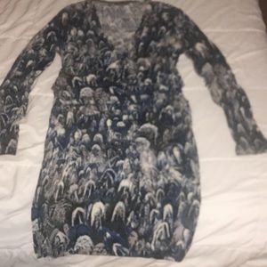 Jennifer Lopez ruched feather print dress